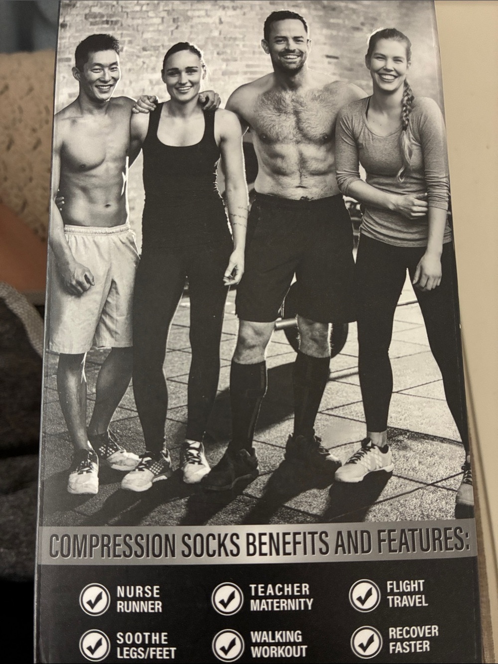COMPRESSION SOCKS NEW 3 Pair Women’s Tan, White & Black Sz S/M Shoe Size 5.5-8.5